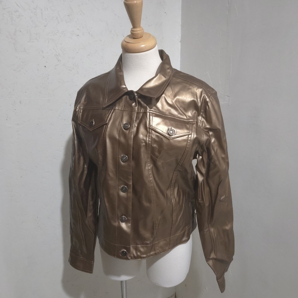 Rave 4 Real Metallic Brown (Gold) Fake Leather Jacket